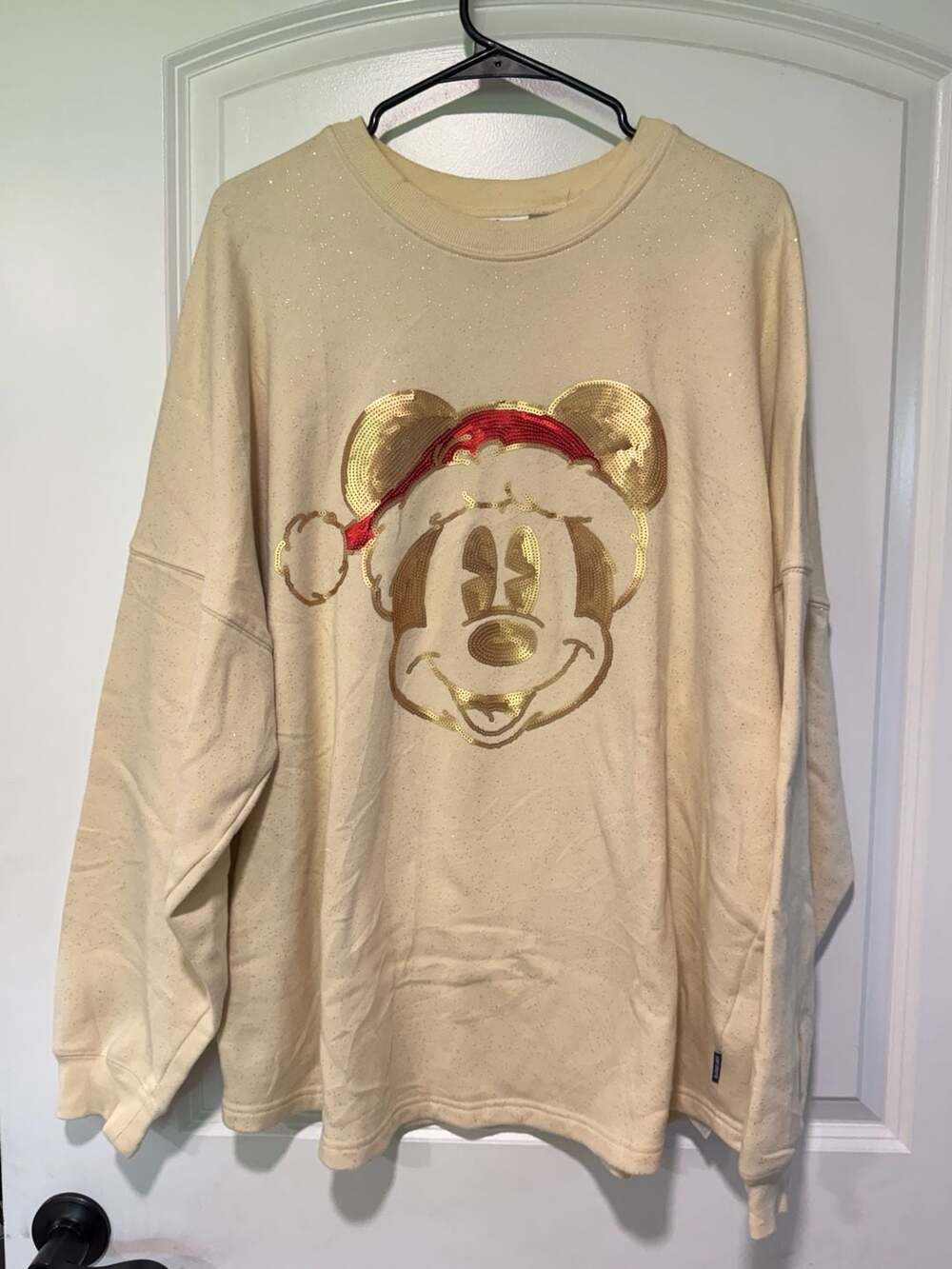 Disney Mickey Mouse Sequin Christmas Spirit Jersey Glitter Holiday Women’s XL
